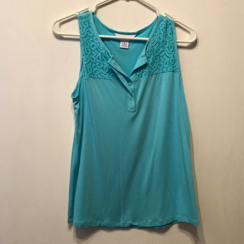 Teal sleeveless blouse